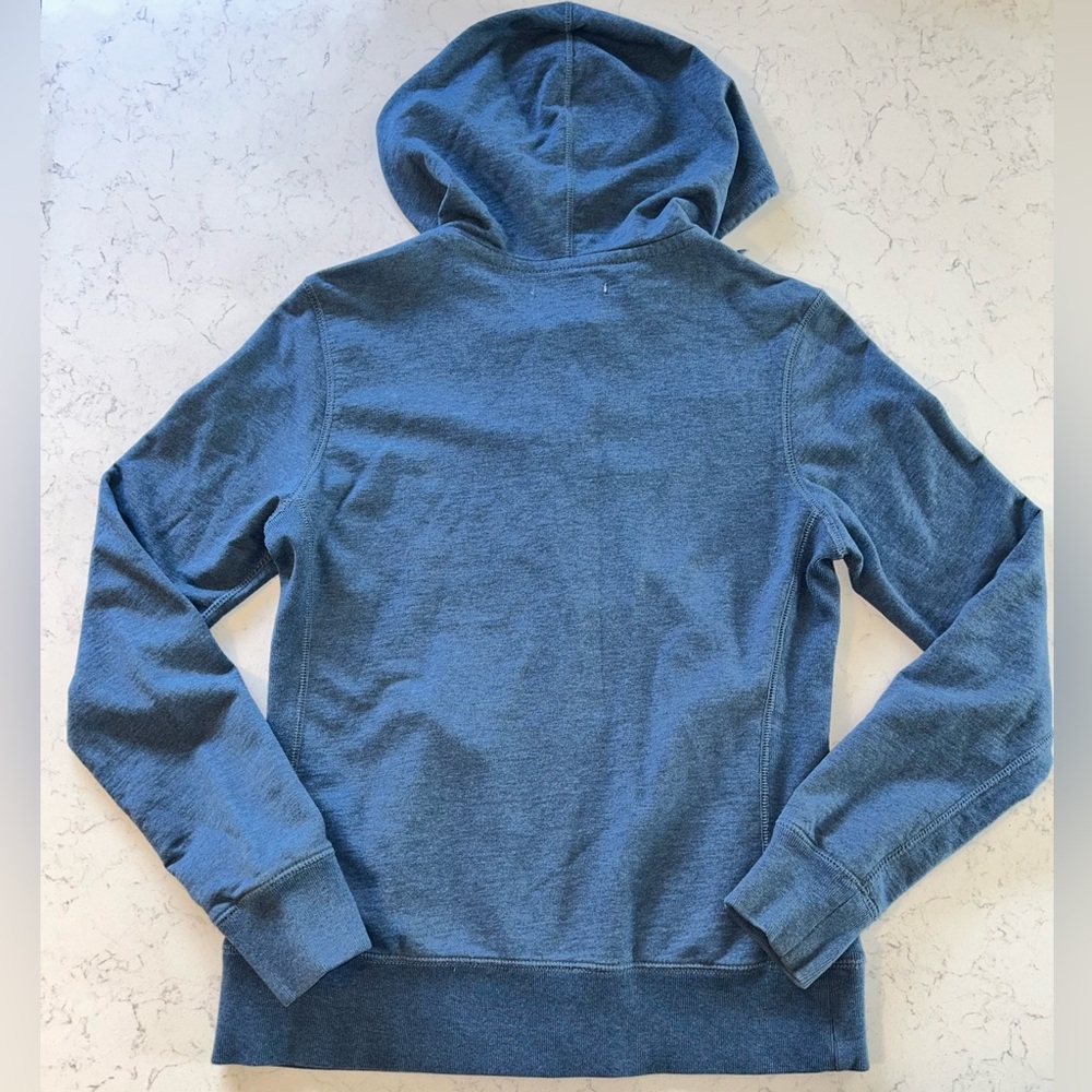 Lucky Brand Blue Zip Hoodie with Pink & Orange Embroidered Trim & Beaded String - Picture 5 of 16